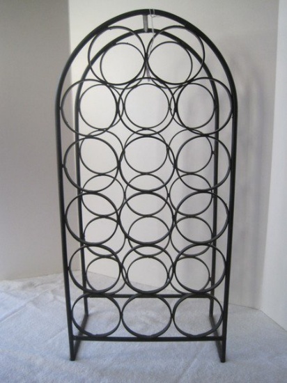 Wrought Iron 17 Bottle Arched Wine Rack (27" H x 12 3/4" x 7 1/2" D)