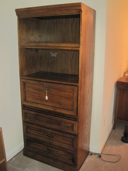 Drop front Desk w/ Lighted Top & 3 Dovetail Drawers Base