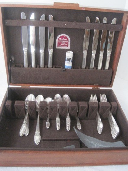 52 Pcs. 1847 Rogers Bros. First Love Pattern Silverplate Flatware w/ Serving Pieces