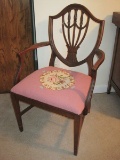 Federal Style Mahogany Shied Back Chair w/ Needle Point Seat