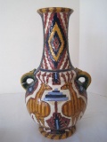 Italian Art Pottery Double Handled Vase Embellished w/ Classic Design