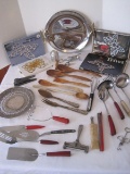 Lot - Kitchen Utensils, Wooden Spoons, Whisk, Ladle, Salad Fork/Spoon, Butterfly Trivets, Tray, etc.