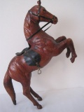 Rearing Stallion Horse Statue Leather Covered