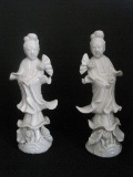 Pair Chinese Porcelain Blanc de Chine Guanyin Figurines