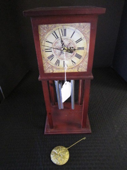 Wood Clock w/ Wind Chimes/Metal Medallion