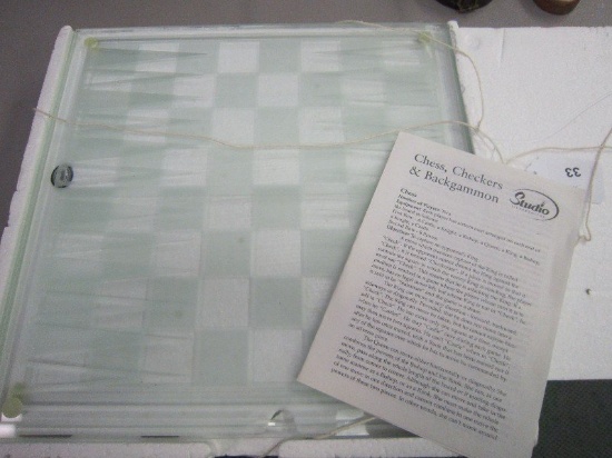 Clear/Frosted Glass Chess Set/Checkers Set