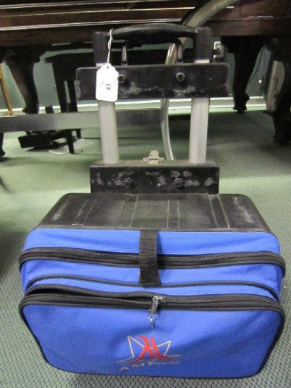 Pair - Bowling Balls in Blue/Black Carry Case on Wheels