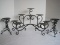 Wrought Iron 8 Pillar Fireplace Candelabra Scroll Design & Spanish Mission Style Candle Stands