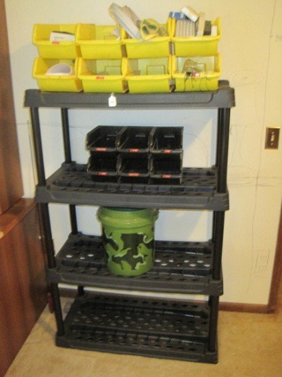 Plastic Utility Shelf Unit, Plastic Bins, Camp Bucket, etc.