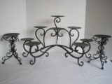 Wrought Iron 8 Pillar Fireplace Candelabra Scroll Design & Spanish Mission Style Candle Stands