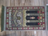 Saudi Arabia Temple Courtyard Design Accent Rug w/ Fringe