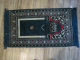 Saudi Arabia Traditional Pattern Navy Accent Rug w/ Fringe