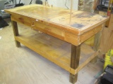 Pine Shop Work Bench on 4X4 Legs/ 2 drawers attached Flag 