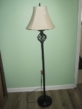 Black Metal Floor Lamp w/ Pierced Spiral Accent