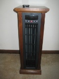 Deluxe Infrared Room Tower Heater w/ Remote, Digital Display Furniture Grade Wood Cabinet