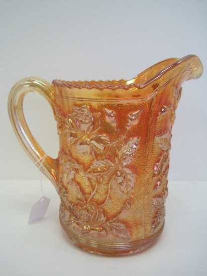 Lustre Rose Marigold Carnival Glass Pitcher by Imperial Glass, Ohio