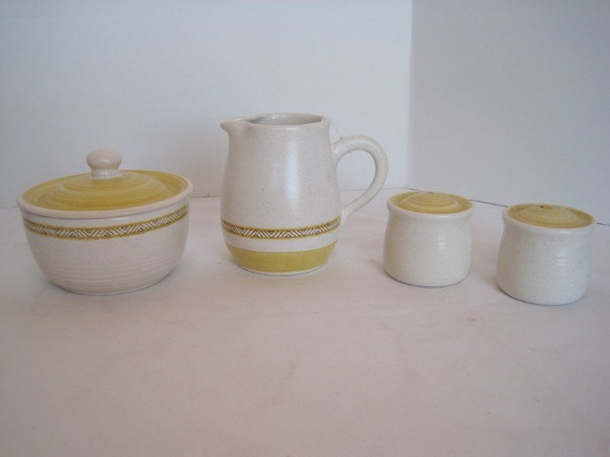 Franciscan Earthenware Hacienda Gold Pattern Creamer, Covered Sugar Bowl