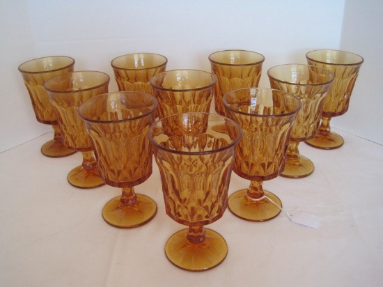 10 Noritake Perspective Pattern Amber Water Goblets