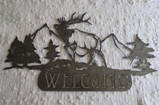 YOUR WELCOME… Heavy Hand-Crafted Metal "Welcome" Sign, 17 1/2"H x 31"W