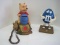 Lot - Winnie The Pooh w/ Hunny Pot Telephone, Blue M&M Figure