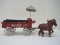 Cast Iron Coca-Cola Horse Drawn Wagon w/ 2 Crates & Umbrella