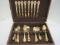 42 Pieces - Custom Crafted Stainless Flatware Gold Tone Finish Baroque Design in Chest