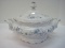 Johann Haviland China Blue Garland Pattern Round Covered Vegetable w/ Stripe Stop Handles