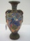 Satsumaware Style Pottery Vase Embellished w/ Moriage Hand Paint Intricate Design