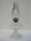 Pressed Glass Octagon Base Oil Lamp w/ Chimney