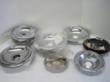 Lot - Mist Range Reflector Drip Pans Chrome Plated Steel & Porcelain Various Sizes