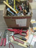 Lot - Misc. Hand Tools, Pliers, Arrow Rivet Tool, Tool Belt
