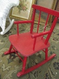 Painted Red Spindle Back Child's Rocker