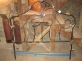 Traditional Style Metal Frame Headboard w/ Antiqued Gilded Patina Accent