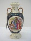 Victoria Austria Porcelain Double Handled Vase Neoclassical Scene Maidens