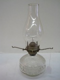 Pressed Glass Geometric Design Oil Lamp