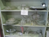 Lot - Misc. Glassware Pedestal Cake Plate, Chip/Dip, Chargers, Sugar Bowls, Creamers, Etc.