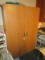 Wooden Tool/Storage Cabinet 2 Hutch Doors, Coat Rack, 2 Inlay Shelves