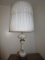 Elegant Design White Porcelain/Ceramic Lamp w/ Rose Transfer Motif, Brass Grape/Leaf Neck