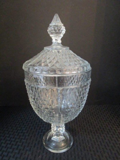 Vintage Urn Design Candy Dish w/ Lid, Crystal Glass, Diamond Cut by Pasabance