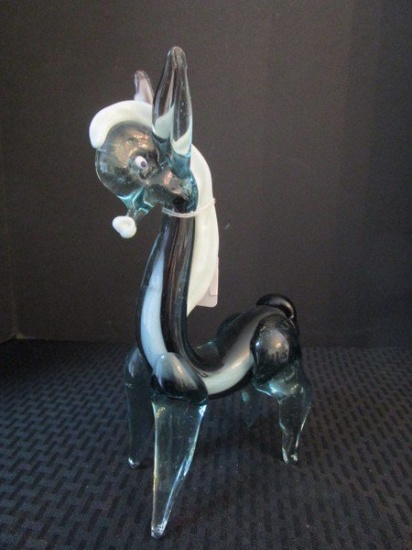 Blown/Sculptured Glass Donkey Blue/White