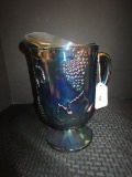 Iridescent Indiana Carnival Glass Pitcher w/ Grape/Leaf Motif