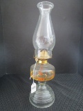 Oil Lamp w/ Ornate Pattern Base, Glass w/ Beaded Rim Flute