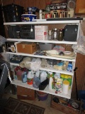 Shelves Lot - Contents of 5 Shelves, Includes Tools, Buckets, Cleaning Equipment, Canning Jars