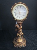 Ornate Design Cherub/Floral Design Standing Bronzed Clock Quartz