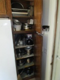 Cabinet Lot - Metal Baking Trays, Pots, Pans, Rival Mini-Chopper, Etc.