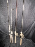 Lot - 4 Fishing Rods, Various Lengths  w/ Reels