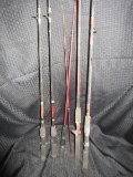 5 Fishing Poles No Reels, Various Lengths