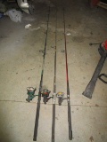 Lot - 3 Fishing Rods, Various Lengths w/ Reels