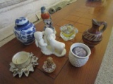 Décor Lot - Ceramic Cherubs in Sheep Outfits w/ Dog, China Urn Bud Vase