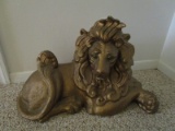 Gilded Ceramic Lion Door Stop